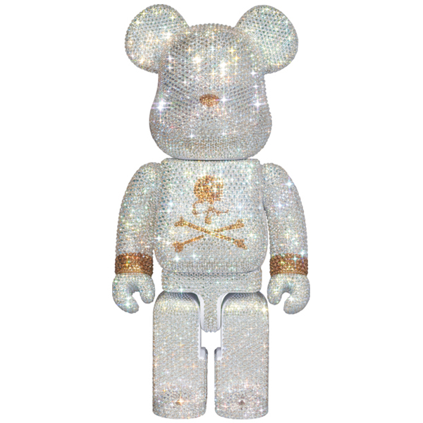 CRYSTAL DECORATE mastermind JAPAN BE@RBRICK 　400％ WHITE & GOLD Ver.