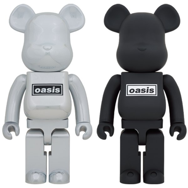 BE@RBRICK OASIS 1000％ WHITE CHIROME/BLACK RUBBER COATING