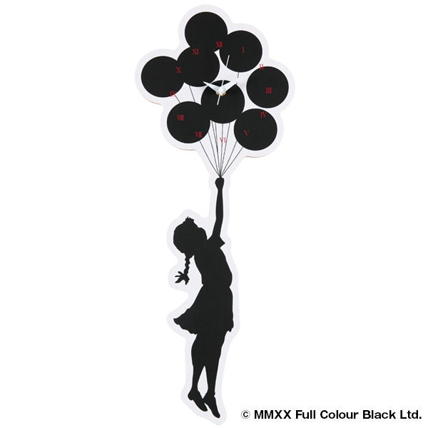WALL CLOCK "FLYING BALLOONS GIRL" 2nd made by KARIMOKU