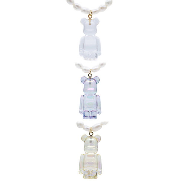 SITTING BE@RBRICK NECKLACE COLOR:CLEAR / PURPLE CLEAR CHROME / YELLOW CLEAR CHROME